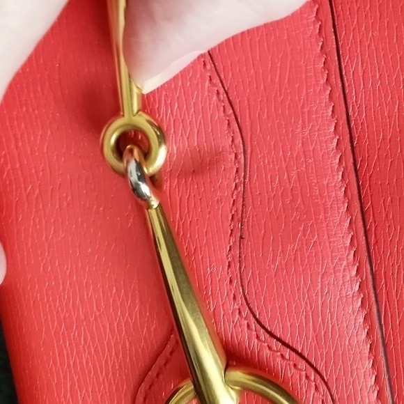 Gucci Red/Orange Leather Horse bit long wallet Authentic w/Chain & insert - Picture 10 of 15